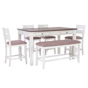 Powell Furniture Manley White Grey 6pc Counter Height Set