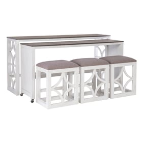 Powell Furniture Wallace Antique White Grey Westlee Rolling Console with 3 ...