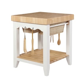 Powell Furniture Kolton White Natural Kitchen Island