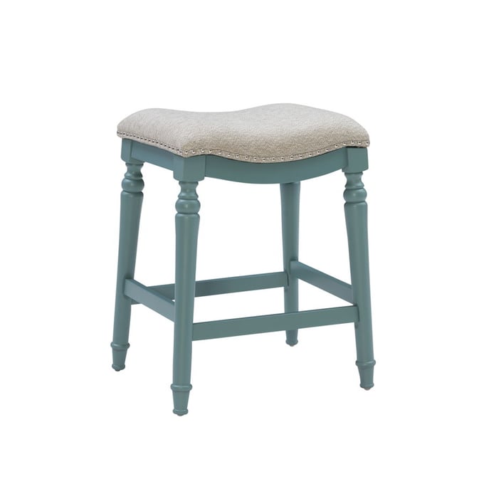 Powell Furniture Hayes Teal Blue Beige Counter Height Stool PWL-D1043D16CSBL