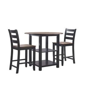 Powell Furniture Colm Black Oak 3pc Counter Height Set