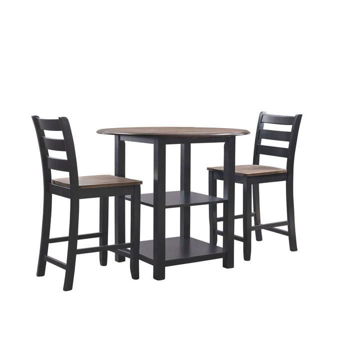 Powell Furniture Colm Black Oak 3pc Counter Height Set PWL-D1210D19BLK