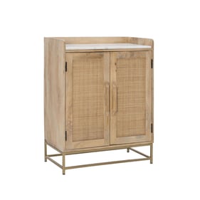 Powell Furniture Janie Natural White Rattan Bar Cabinet