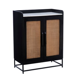 Powell Furniture Janie Black Rattan Bar Cabinet