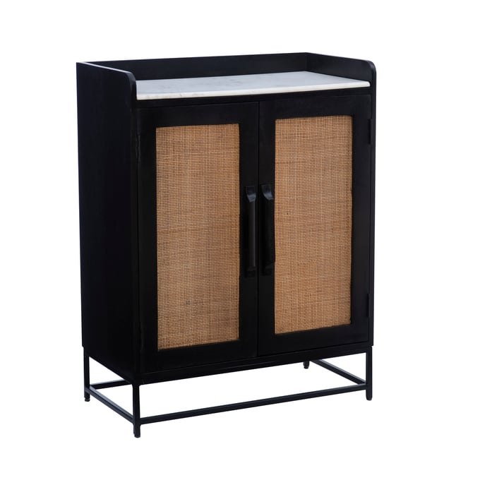 Powell Furniture Janie Black Rattan Bar Cabinet PWL-D1239A19BLKBC