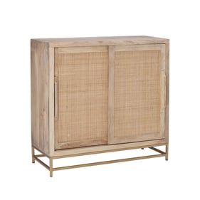 Powell Furniture Janie Natural Rattan Two Sliding Doors Cabinet