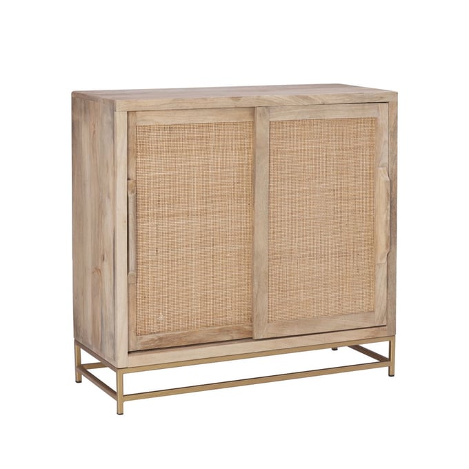 Powell Furniture Janie Natural Rattan Two Sliding Doors Cabinet PWL-D1239A19C1