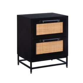 Powell Furniture Janie Black Rattan Two Drawers Cabinet