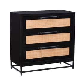 Powell Furniture Janie Black Rattan Three Drawers Cabinet