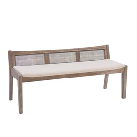 Powell Furniture Bauer Brown Beige Claudette Cane Bench