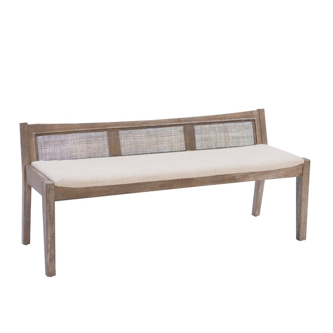 Powell Furniture Bauer Brown Beige Claudette Cane Bench PWL-D1277S19BR