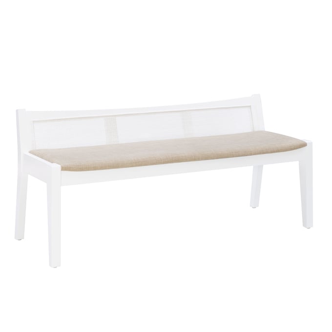 Powell Furniture Bauer White Claudette Cane Bench PWL-D1277S19W