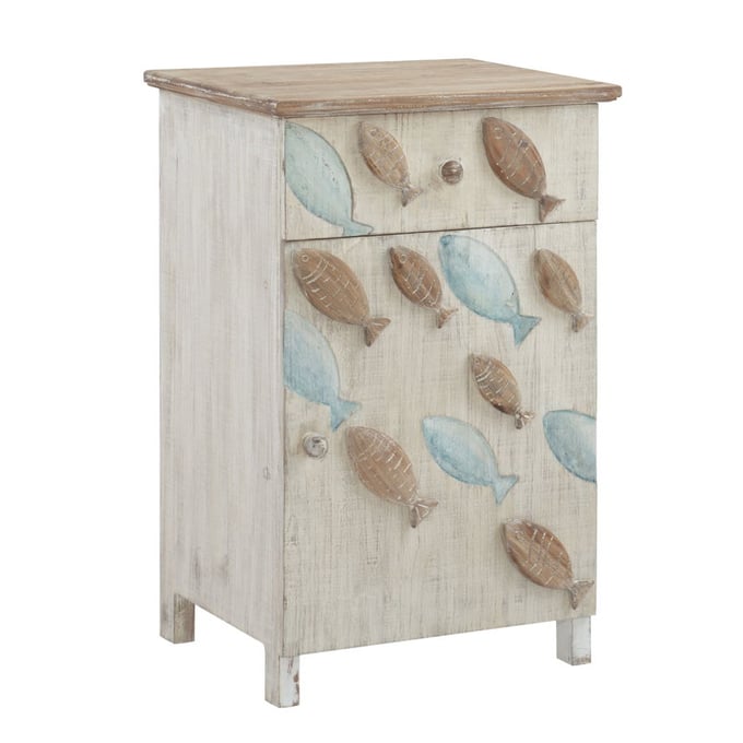 Powell Furniture Caspian Distressed White Natural Fish Side Table PWL-D1299A19SC