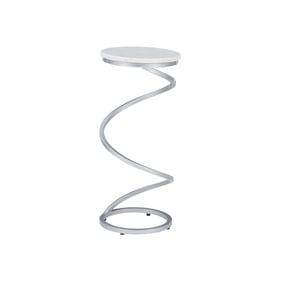 Powell Furniture Rian White Silver Spiral Drink Table