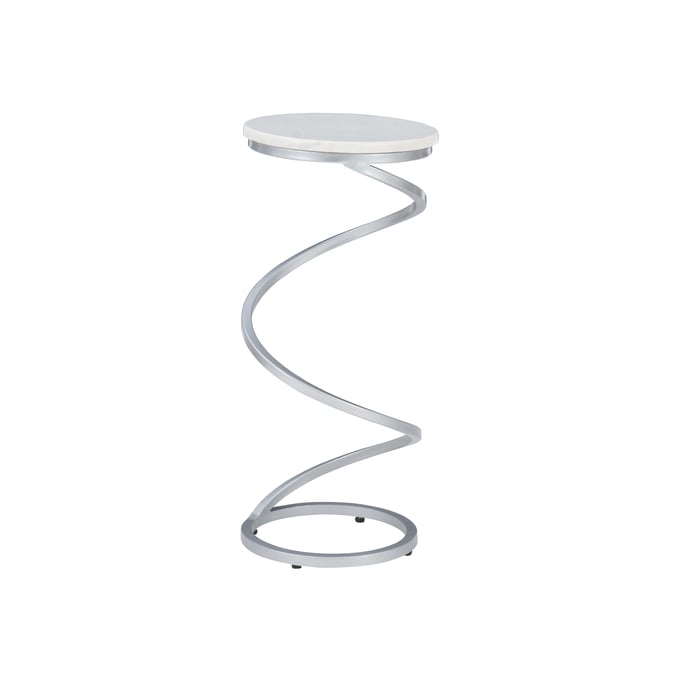 Powell Furniture Rian White Silver Spiral Drink Table PWL-D1323A20WSB