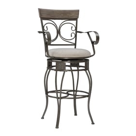 Powell Furniture Beeson Grey Pewter Big and Tall Barstool with Arm