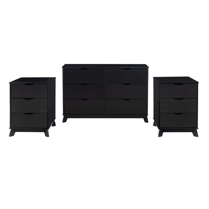 Powell Furniture Polly Black Dresser and 3 Drawers 2 Nightstand PWL-D1507R23BLKDNS3