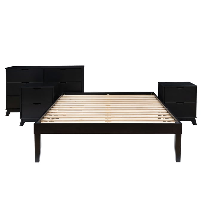 Powell Furniture Polly Black Full Bed Dresser and 2 Nightstand PWL-D1507R23BLKFBD2NS