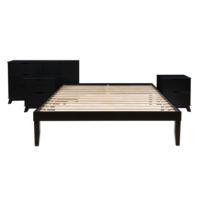 Powell Furniture Polly Black Queen Bed Dresser and 2 Nightstand PWL-D1507R23BLKQBD2NS