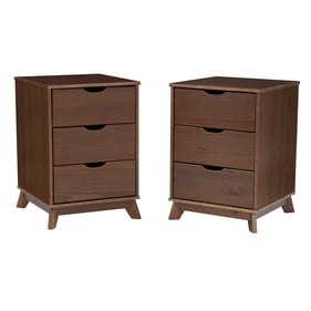 Powell Furniture Polly Walnut 3 Drawers 2 Nightstand