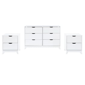 Powell Furniture Polly White Dresser and 2 Nightstand