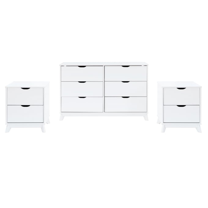 Powell Furniture Polly White Dresser and 2 Nightstand PWL-D1507R23WHTDNS2