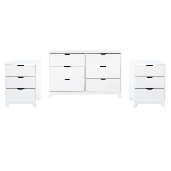 Powell Furniture Polly White Dresser and 3 Drawers 2 Nightstand PWL-D1507R23WHTDNS3