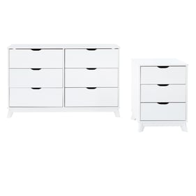 Powell Furniture Polly White Dresser and 3 Drawers Nightstand