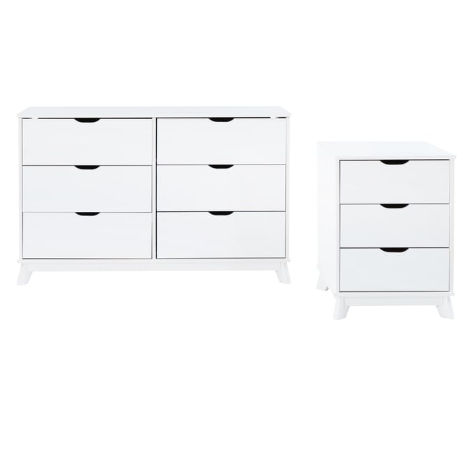 Powell Furniture Polly White Dresser and 3 Drawers Nightstand PWL-D1507R23WHTDRNS3