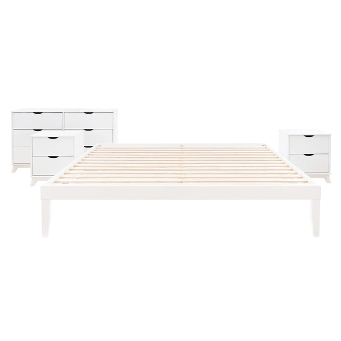 Powell Furniture Polly White King Bed Dresser and 2 Nightstand PWL-D1507R23WHTKBD2NS