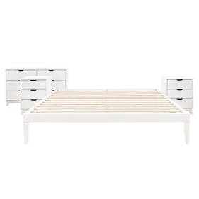 Powell Furniture Polly White King Bed Dresser and 3 Drawers 2 Nightstand