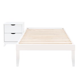 Powell Furniture Polly White Twin Bed and 2 Drawers Nightstand