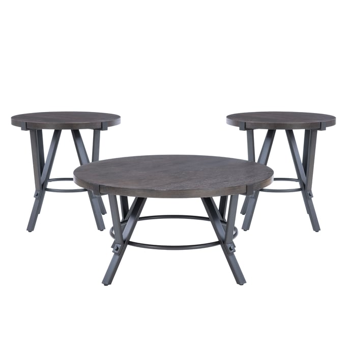 Powell Furniture Enzo Charcoal 3pc Round Occasional Table Set PWL-D1515LA23