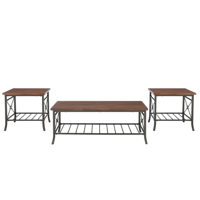 Powell Furniture Harrison Brown Verson 3pc Occasional Table Set PWL-D1516LA23BRN