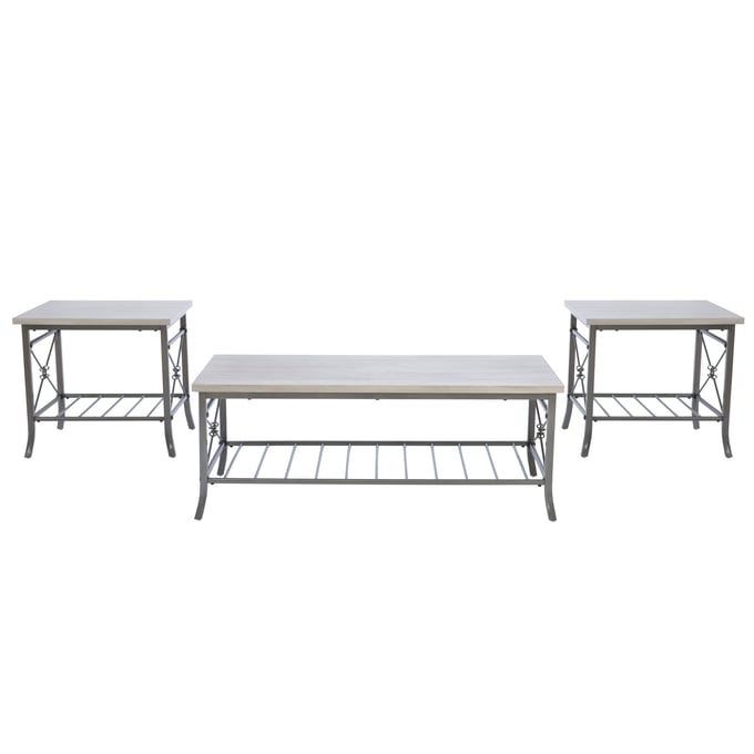 Powell Furniture Harrison Gray Verson 3pc Occasional Table Set PWL-D1516LA23GRY