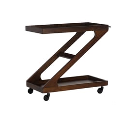 Powell Furniture Z Bar Walnut Marlon Wood Rolling Cart