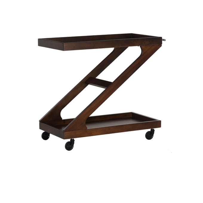 Powell Furniture Z Bar Walnut Marlon Wood Rolling Cart PWL-D1520LA23BAR