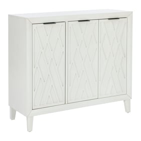 Powell Furniture Shiloh Antique White Wood 3 Doors Accent Cabinet