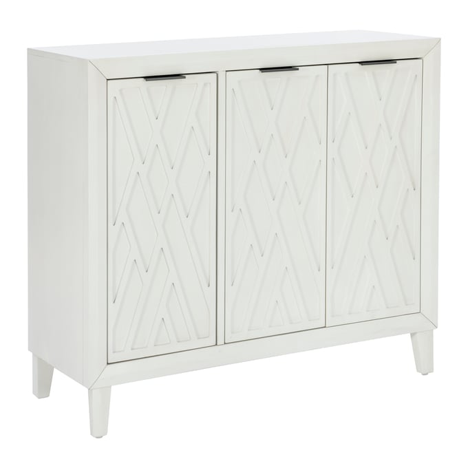 Powell Furniture Shiloh Antique White Wood 3 Doors Accent Cabinet PWL-D1522LA23WHT