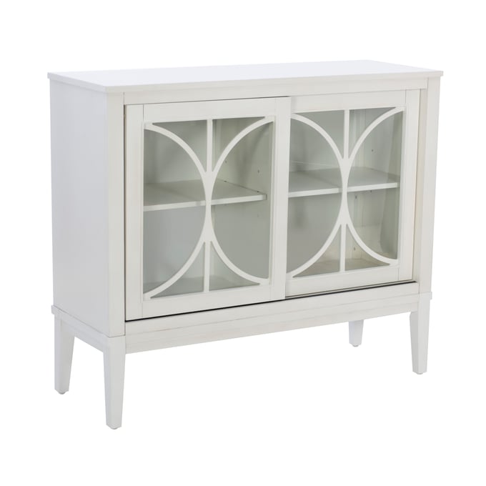 Powell Furniture Melrose Antique White Wood 2 Sliding Doors Accent Cabinet PWL-D1524LA23WHT