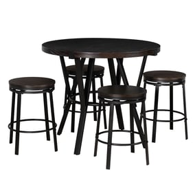 Powell Furniture Glenroy Charcoal Black 5pc Round Dining Room Set