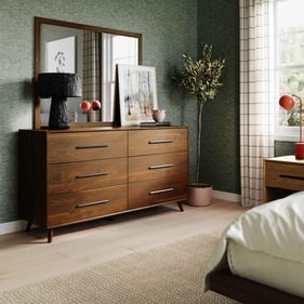 TOV Furniture Emery Walnut 6 Drawers Dresser And Mirror