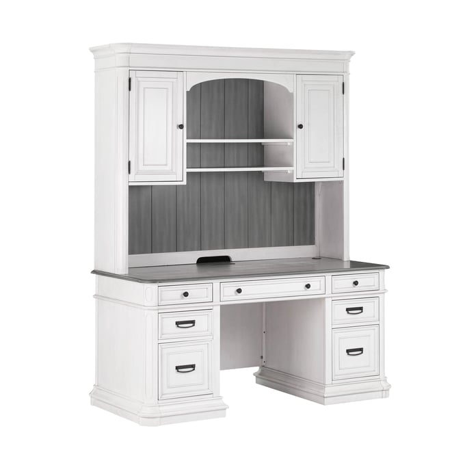 TOV Furniture Roanoke Grey White Credenza and Hutch REN-H362-30-35-40