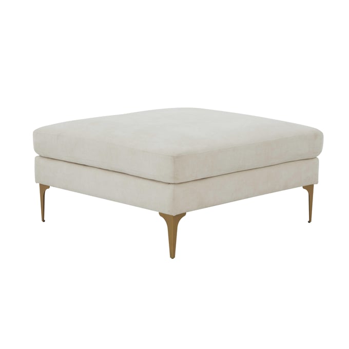 TOV Furniture Serena Cream Velvet Ottoman REN-L05111