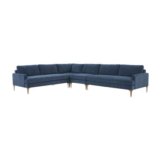 TOV Furniture Serena Blue Velvet Large L Sectional REN-L05120-SEC1