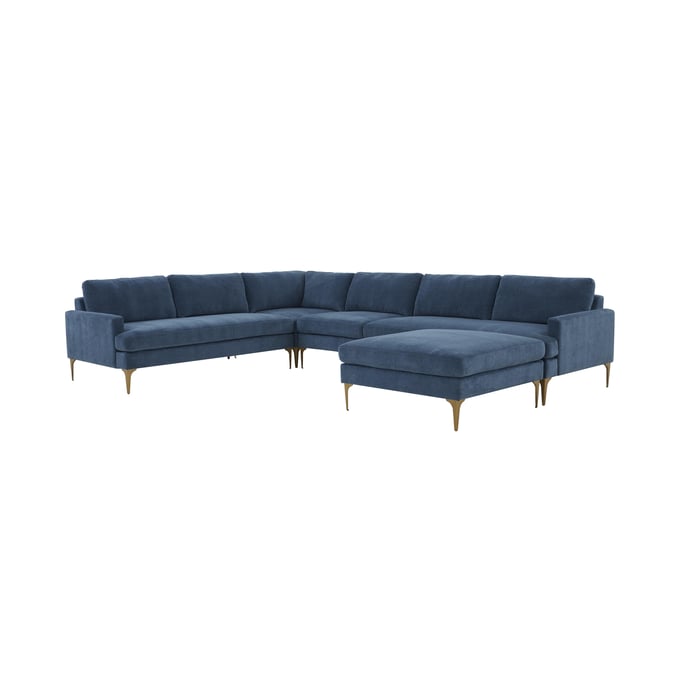 TOV Furniture Serena Blue Velvet Large Chaise Sectional REN-L05120-SEC2