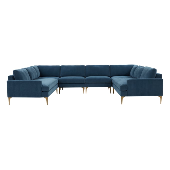 TOV Furniture Serena Blue Velvet U Sectional REN-L05120-SEC3