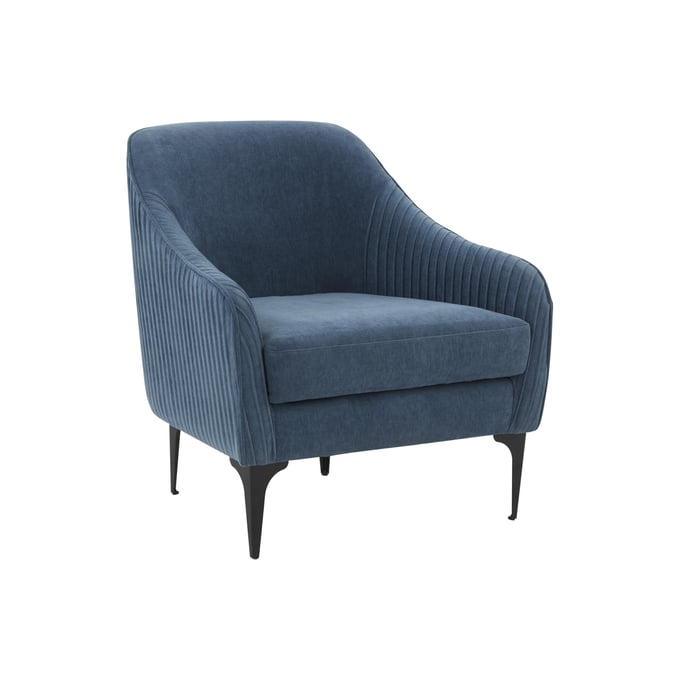 TOV Furniture Serena Blue Velvet Accent Chair with Black Legs REN-L05122-BLK