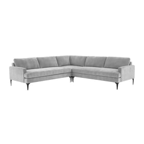 TOV Furniture Serena Gray Velvet L Sectional with Black Legs