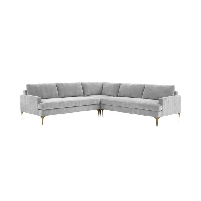 TOV Furniture Serena Grey Velvet L Sectional With Ottoman REN-L05130-SEC-S1